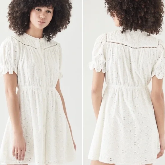 BA&SH White Embroidered Eyelet Beky Dress NWT 100% Cotton White Dress - Picture 5 of 16